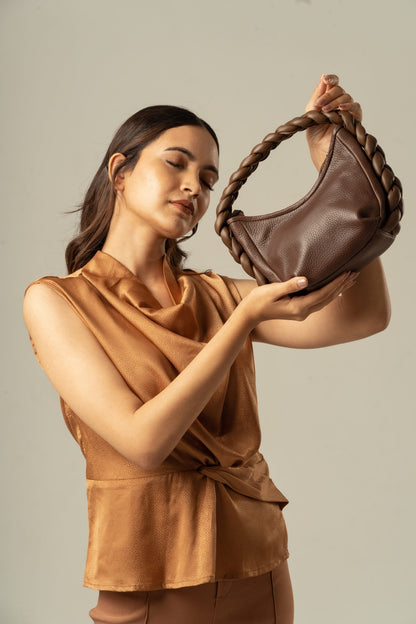 Jada- Braided Handbag in Chestnut Allure